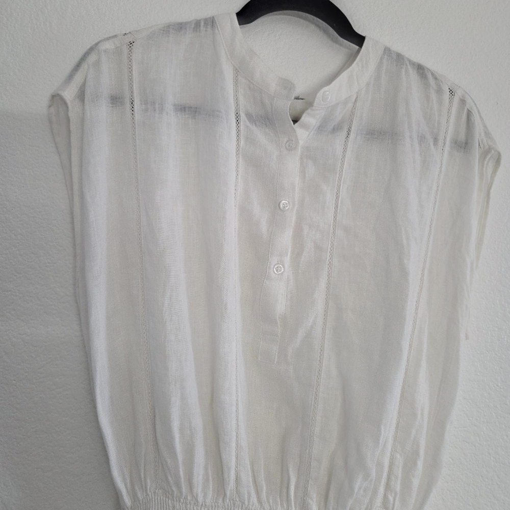 Rails Angelina White Lace Detail Dress Linen Rayon Womens Size Medium - Picture 2 of 12